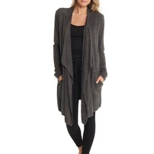 Barefoot Dreams Cozychic Lite Island Wrap Cardigan Size S/M Carbon Gray